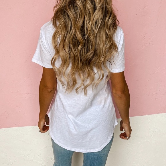 WHITE COTTON SLUB POCKET TEE - Picture 3 of 3